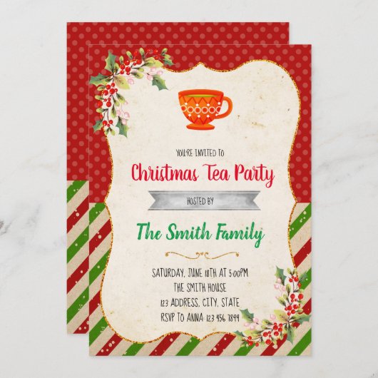 Uitnodiging voor kerstthee (Voorkant / Achterkant)