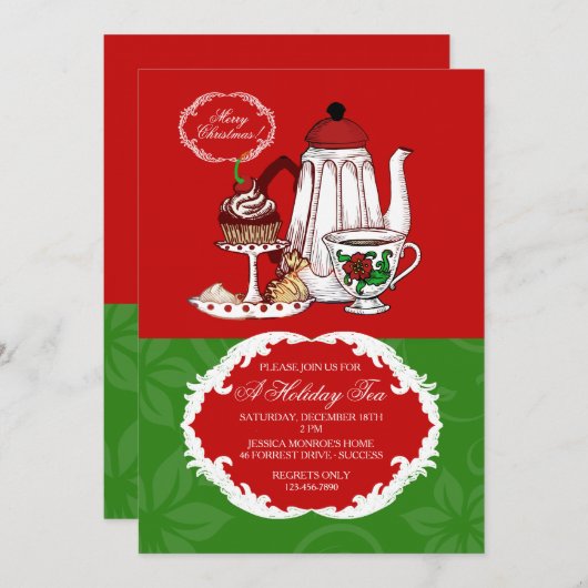 Uitnodiging voor kerstthee (Voorkant / Achterkant)