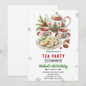 Uitnodiging voor kerstthee party (Voorkant / Achterkant)