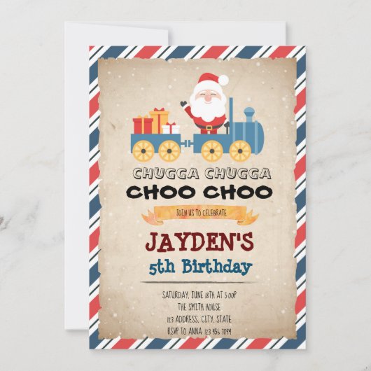 Uitnodiging voor kersttreinfeest (Voorkant)