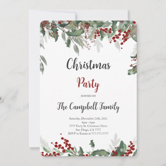 Uitnodiging voor kerstvakantie (Voorkant)