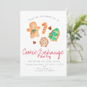 Uitnodiging voor kerstvakantie-koekjesuitwisseling (Staand voorkant)