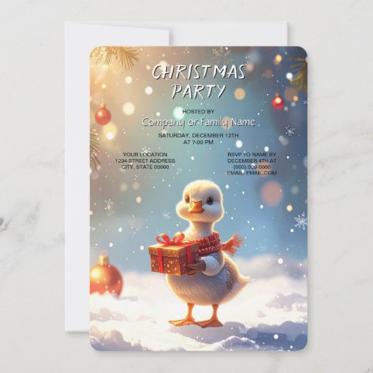 Uitnodiging voor Kerstvakantiefeestje van Klein Ee (Voorkant)