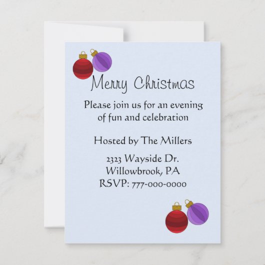 Uitnodiging voor kerstversiering (Achterkant)