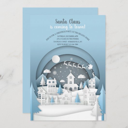 Uitnodiging voor kerstviering (Voorkant / Achterkant)