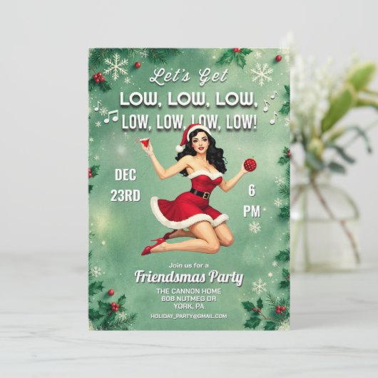 Uitnodiging voor kerstvriendjesfeest (Staand voorkant)