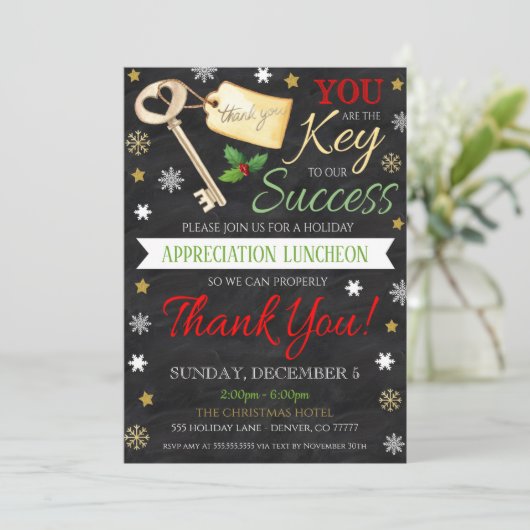 Uitnodiging voor kerstwaardering (Staand voorkant)