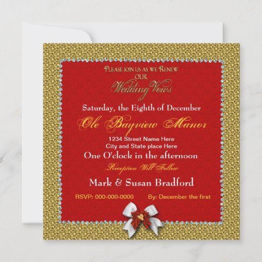 Uitnodiging voor kerstweddenschappen Renewing Vows (Achterkant)