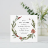 Uitnodiging voor kerstwinter Baby shower (Staand voorkant)