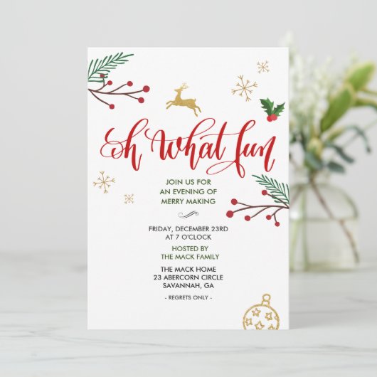 Uitnodiging voor kerstwinterfeestdag (Staand voorkant)