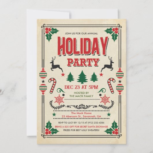 Uitnodiging voor kerstwinterfeestdag (Voorkant)