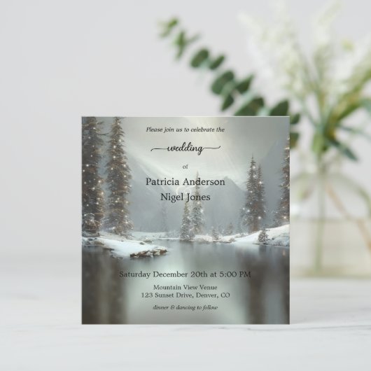 Uitnodiging voor kerstwinterweddenschappen (Staand voorkant)