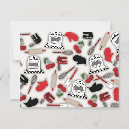 Uitnodiging voor keukendouches - Rood en zwart (Achterkant)