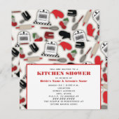 Uitnodiging voor keukendouches - Rood en zwart (Voorkant / Achterkant)