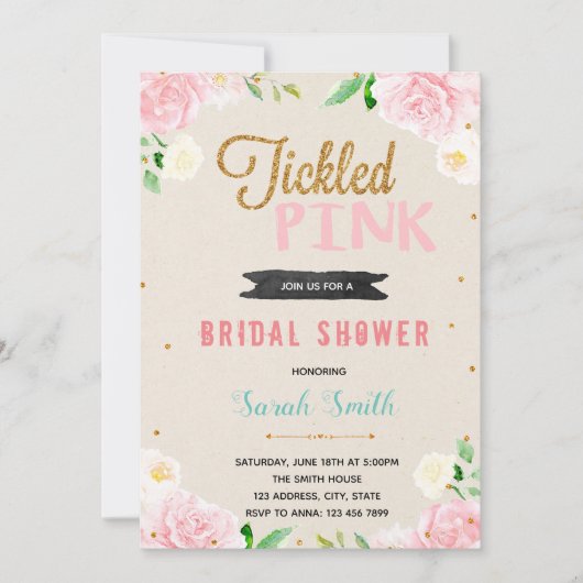 Uitnodiging voor kickroze douche (Voorkant)