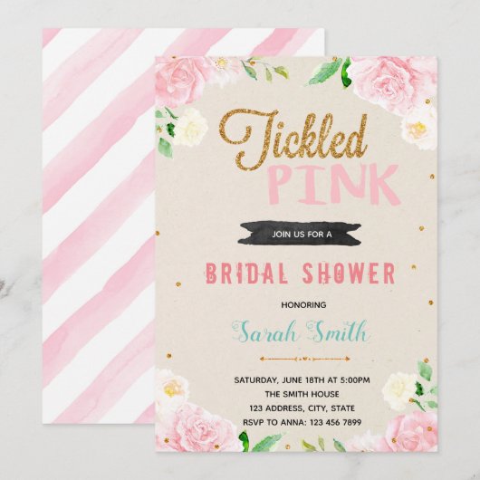 Uitnodiging voor kickroze douche (Voorkant / Achterkant)