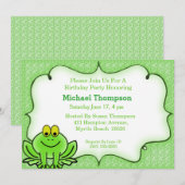 Uitnodiging voor kikker verjaardagsfeestje (Voorkant / Achterkant)