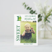 Uitnodiging voor kikkerfeestje 1e verjaardag (Staand voorkant)