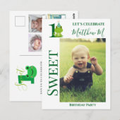 Uitnodiging voor kikkerfeestje 1e verjaardag (Voorkant / Achterkant)