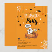 Uitnodiging voor kinder Halloween pompoen geest (Voorkant / Achterkant)