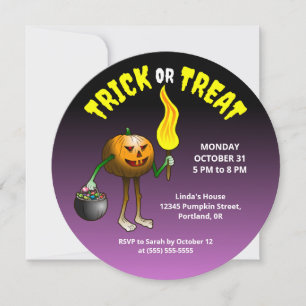 Uitnodiging voor kinder Halloween Trick or Treat-f