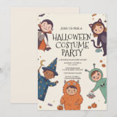 Uitnodiging voor kinder Halloween verkleedfeest (Voorkant / Achterkant)