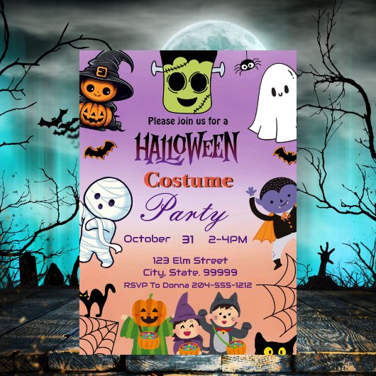 Uitnodiging voor kinder Halloweenfeest