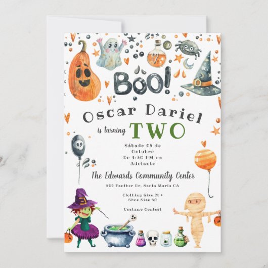 Uitnodiging voor kinder Halloweenfeestje (Voorkant)
