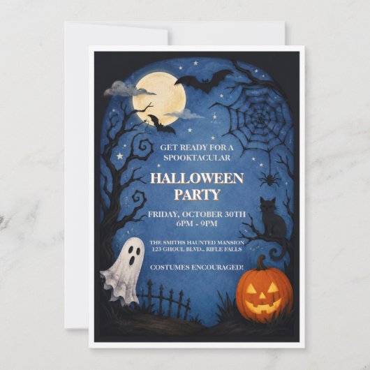 Uitnodiging voor kinder Halloweenfeestje (Voorkant)