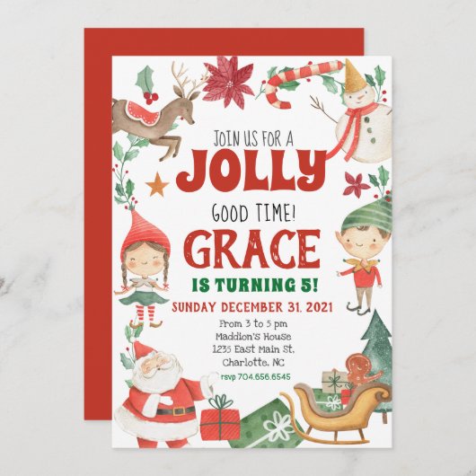 uitnodiging voor Kinder kerstfeestdag; (Voorkant / Achterkant)