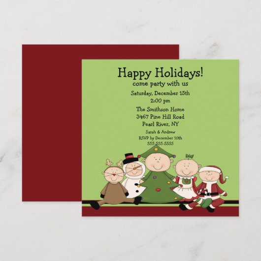 Uitnodiging voor Kinder kerstfeestdagen (Voorkant / Achterkant)