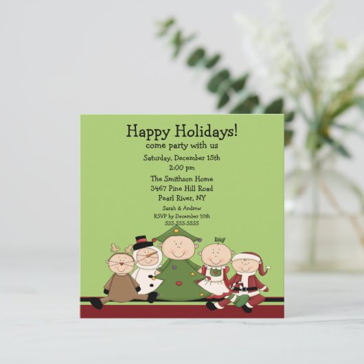 Uitnodiging voor Kinder kerstfeestdagen (Staand voorkant)