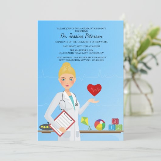 Uitnodiging voor kinderarts in  Vrouw (Staand voorkant)