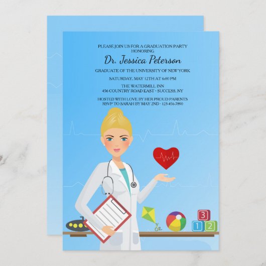 Uitnodiging voor kinderarts in  Vrouw (Voorkant / Achterkant)