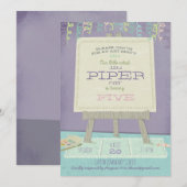 Uitnodiging voor kinderen Art Birthday (Voorkant / Achterkant)