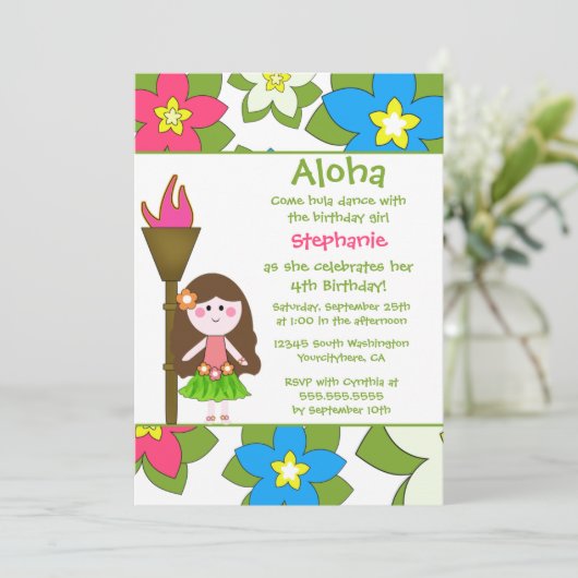 Uitnodiging voor kinderen met een tropische romp (Staand voorkant)