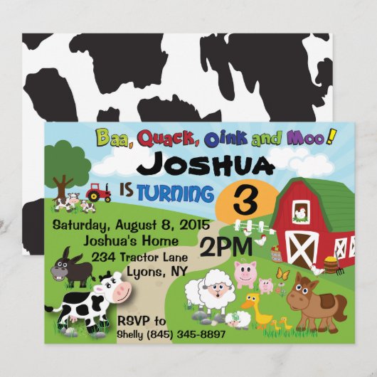 Uitnodiging voor kinderen van boerderijen (Voorkant / Achterkant)