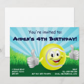 Uitnodiging voor kinderen van het Tennis-feest (Voorkant / Achterkant)