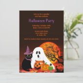 Uitnodiging voor kinderfeestje met Halloween verkl (Staand voorkant)