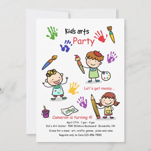 Uitnodiging voor kinderkunstactiviteiten (Voorkant)