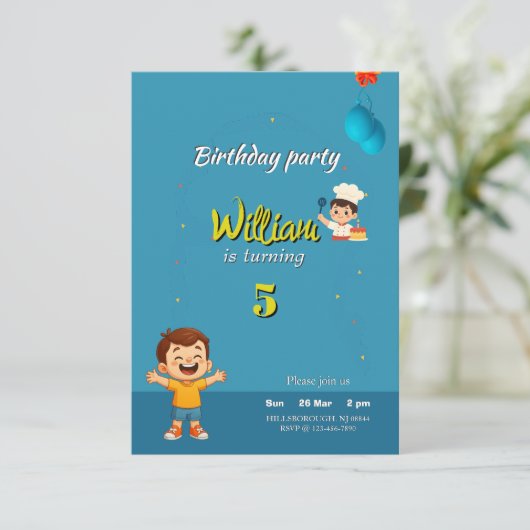 Uitnodiging voor kinderverjaardag | Leuke verjaard (Staand voorkant)