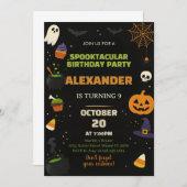 Uitnodiging voor kinderverjaardag met Halloween-th (Voorkant / Achterkant)