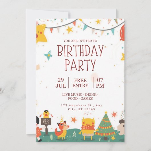 Uitnodiging voor kinderverjaardagsfeest — Whimsica (Voorkant)