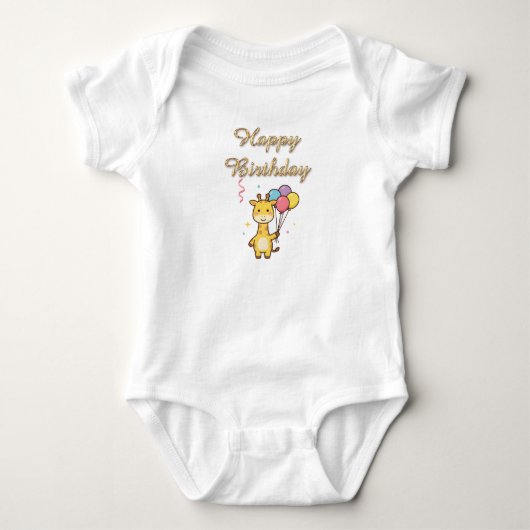Uitnodiging voor kinderverjaardagsfeestje in leuke romper (Voorkant)