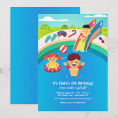 Uitnodiging voor kinderzwembadfeestje (Voorkant / Achterkant)