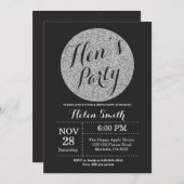 Uitnodiging voor kippenfeest met zwarte en zilvere (Voorkant / Achterkant)