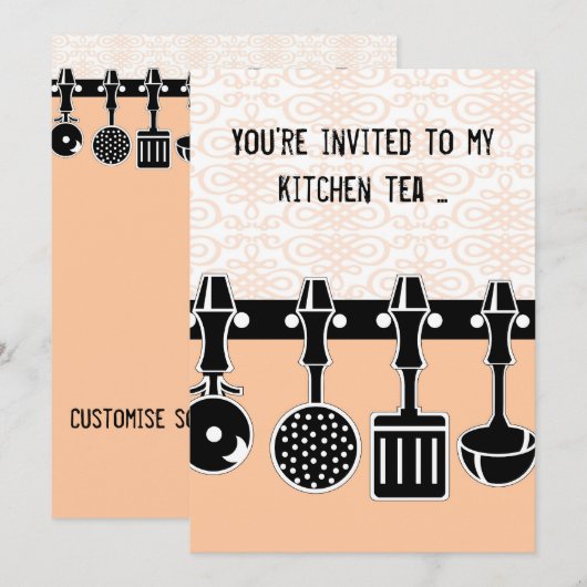 Uitnodiging voor Kitchen Tea (Voorkant / Achterkant)