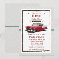 Uitnodiging voor klassieke auto retro baby shower