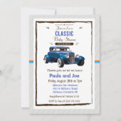 Uitnodiging voor klassieke auto vintage baby showe (Voorkant)