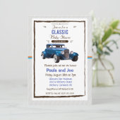 Uitnodiging voor klassieke auto vintage baby showe (Staand voorkant)